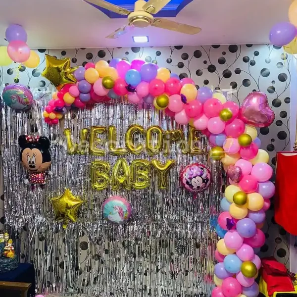 Twinkle Pop Welcome – Colorful Baby Arrival Balloon Backdrop