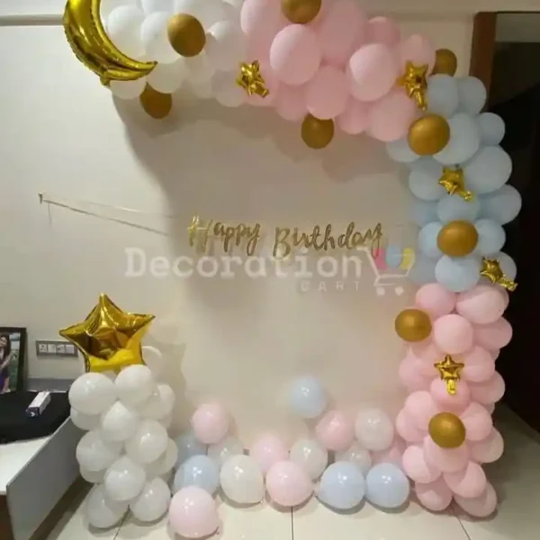 Pastel Moon & Stars Birthday Balloon Decoration