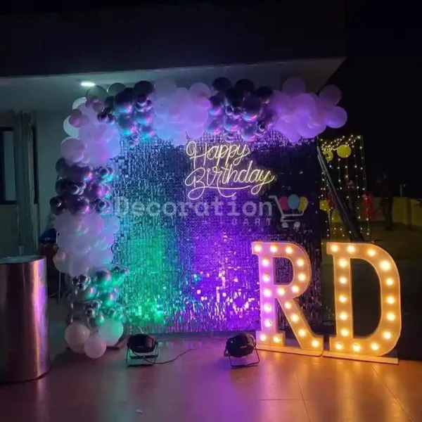 Sequin Shine Birthday Backdrop With Marquee Letter Edition