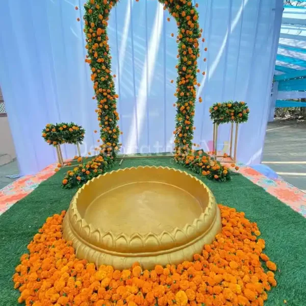 Marigold Mandala – Haldi & Pre-Wedding Floral Stage