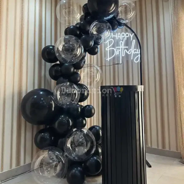Black Luxe Balloon Arch with Crystal Orbs